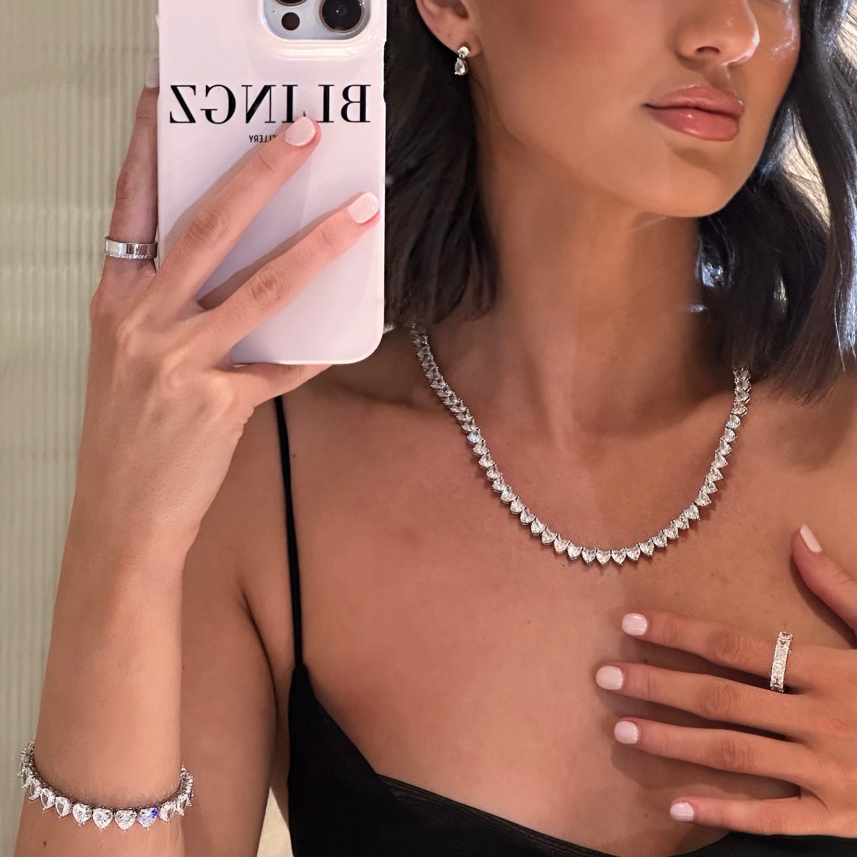 APHRODITE NECKLACE & BRACELET SET - SILVER