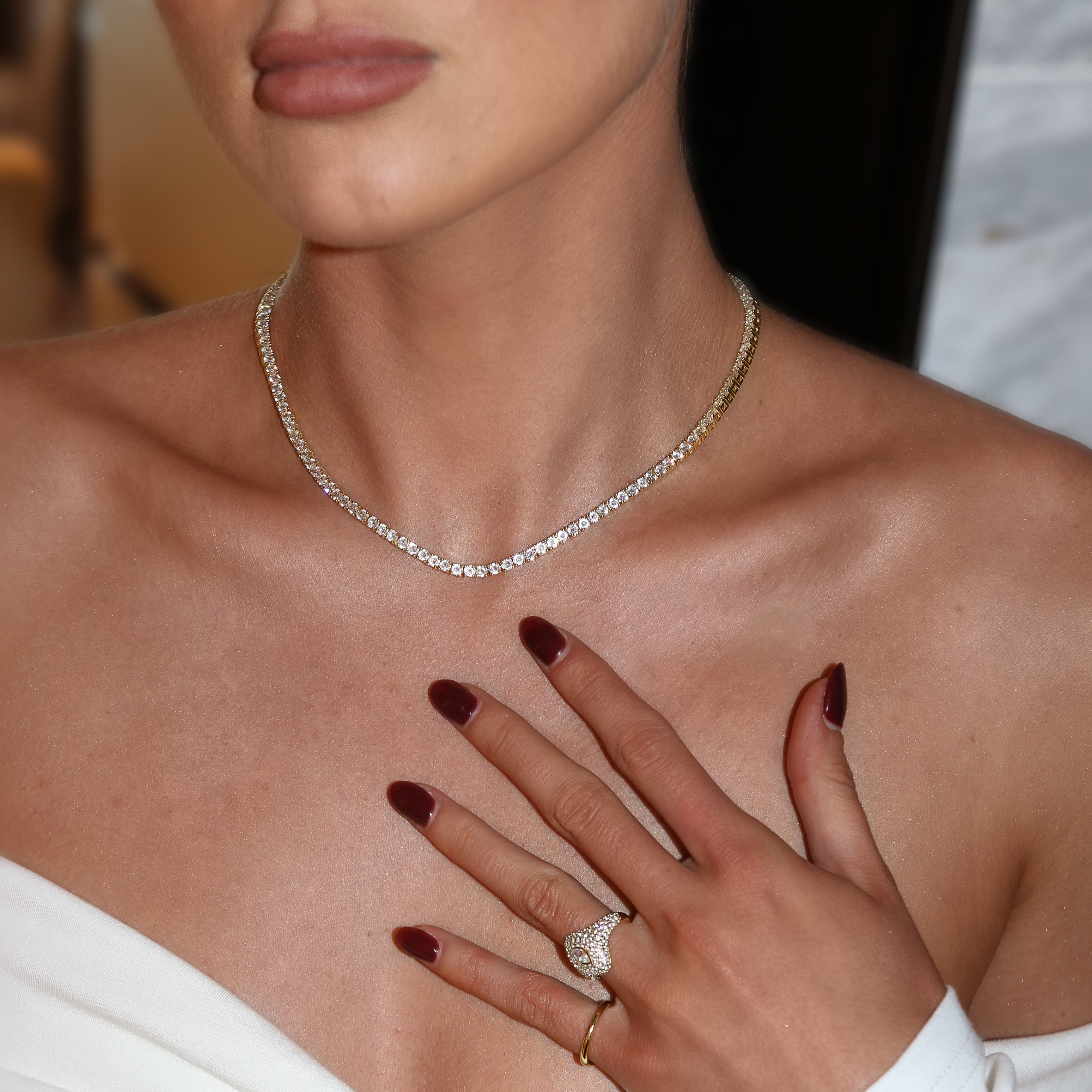 TYRA TENNIS NECKLACE - GOLD