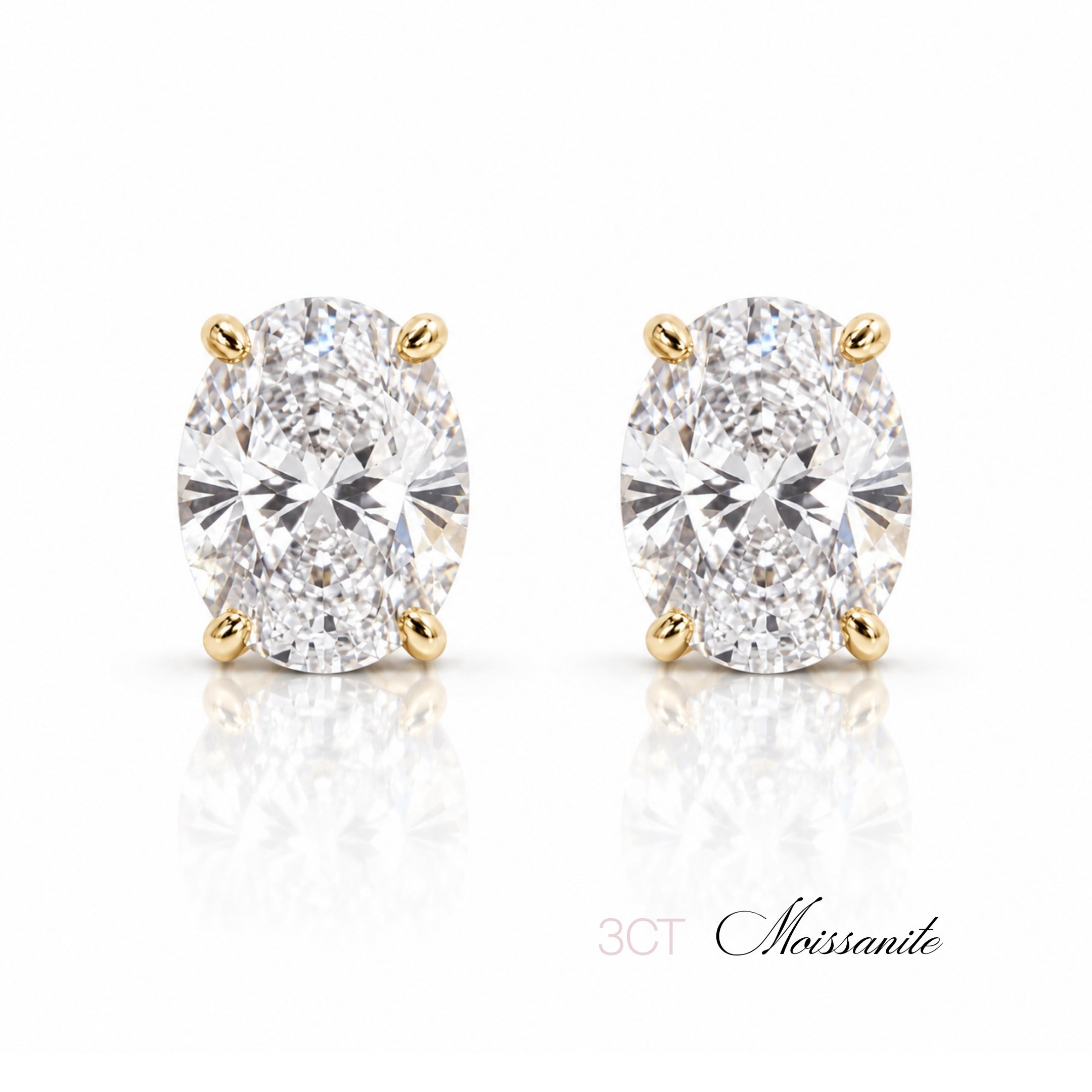 SARA 3CT MOISSANITE STUDS - GOLD