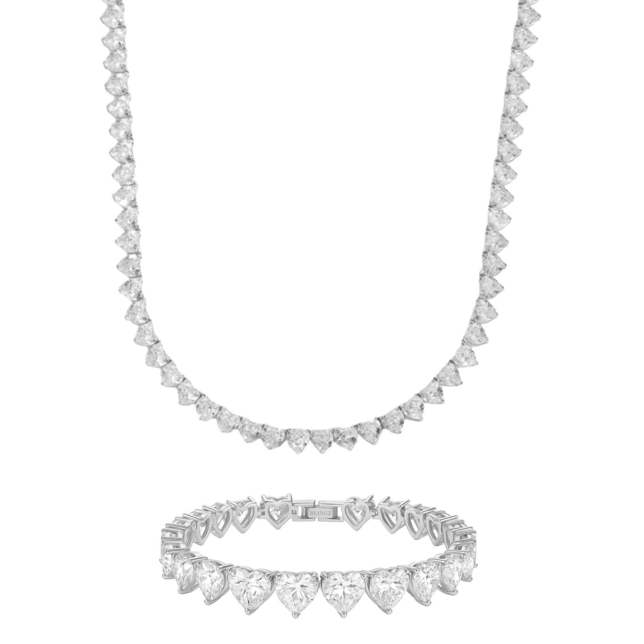 APHRODITE NECKLACE & BRACELET SET - SILVER - BLINGZ