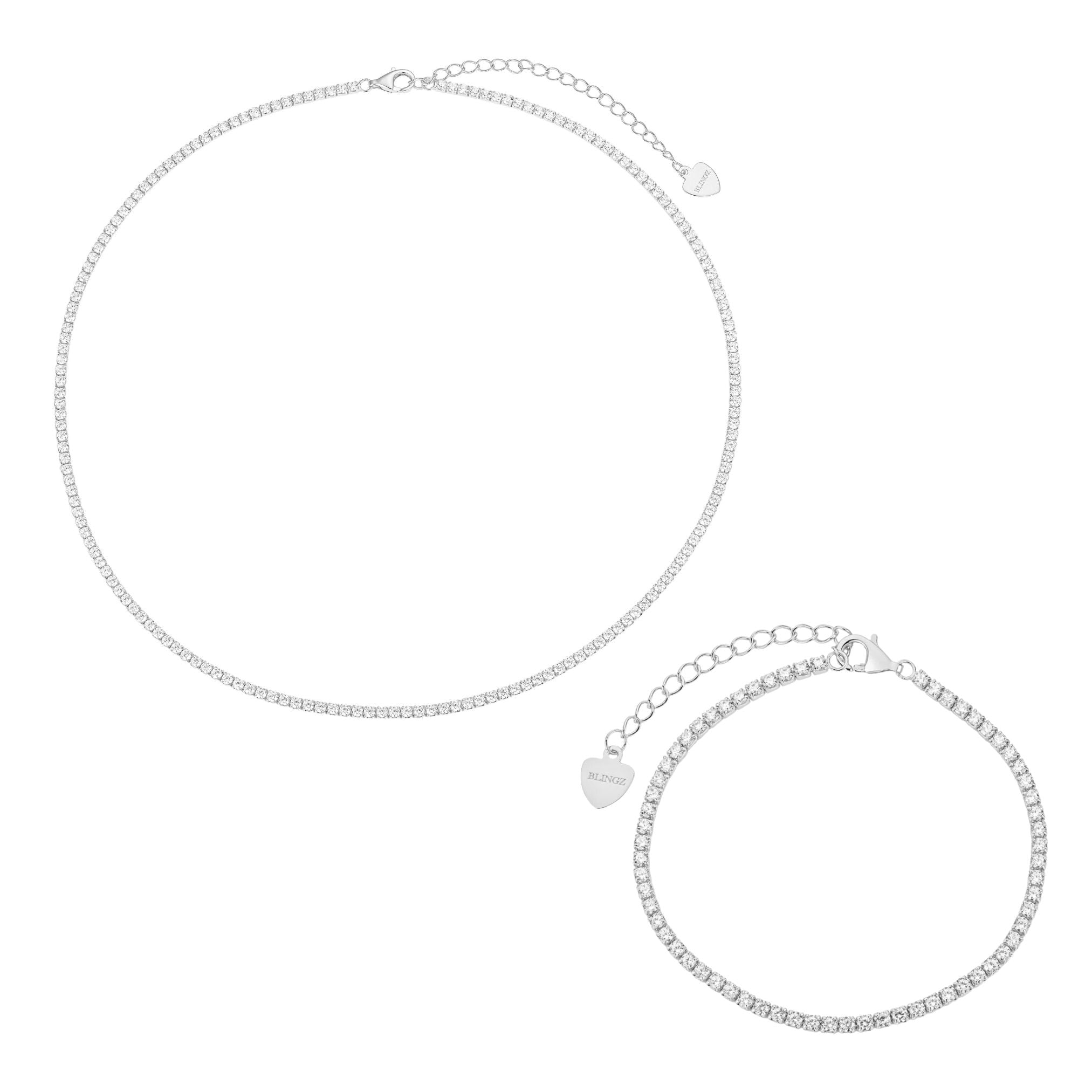 NADINE TENNIS SET - SILVER - BLINGZ