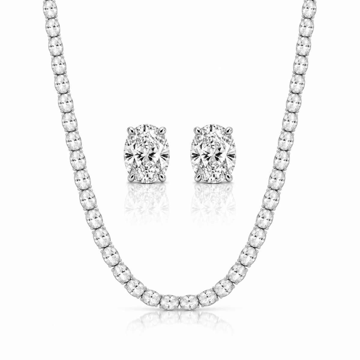 NINA & SARA OVAL SET - SILVER - BLINGZ