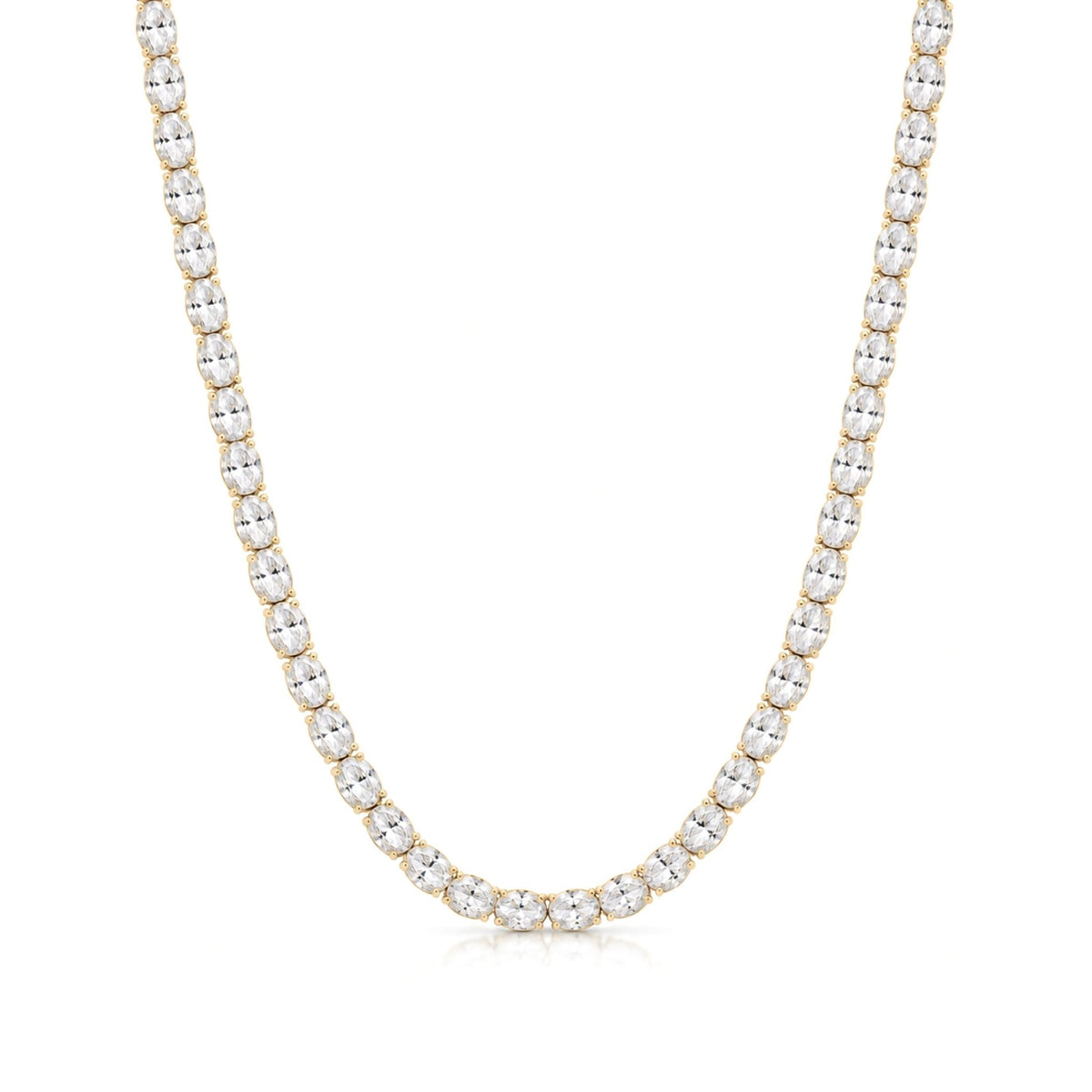 Nina Oval Tennis Necklace, 14k gold plated - BLINGZ
