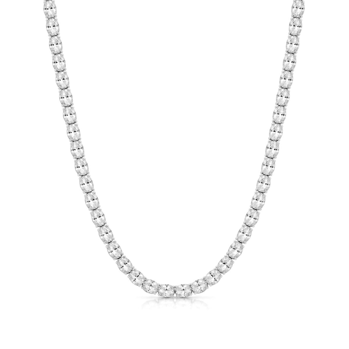 Nina Oval Tennis Necklace, silver - BLINGZ
