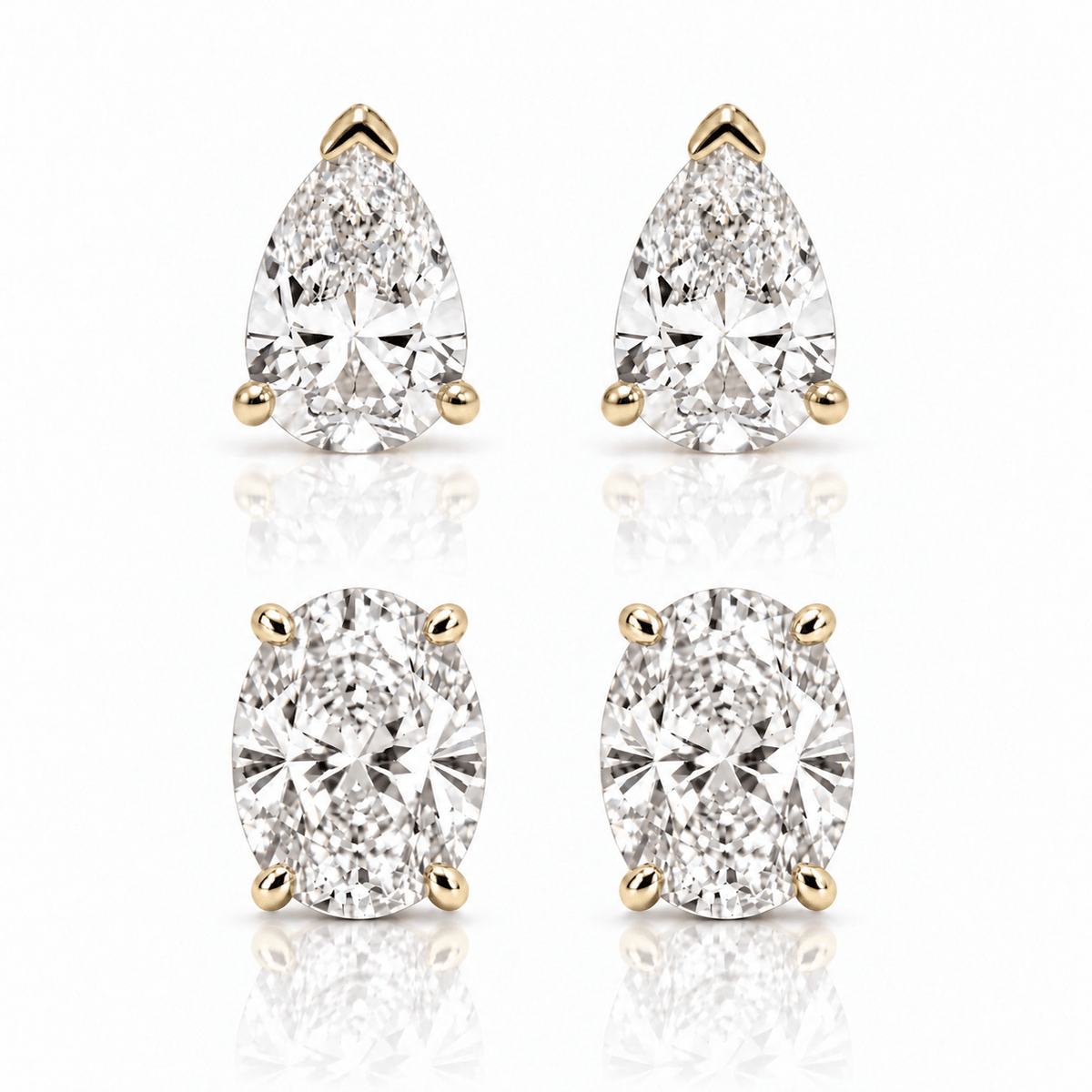 OVAL & PEAR STUD DUO - GOLD - BLINGZ