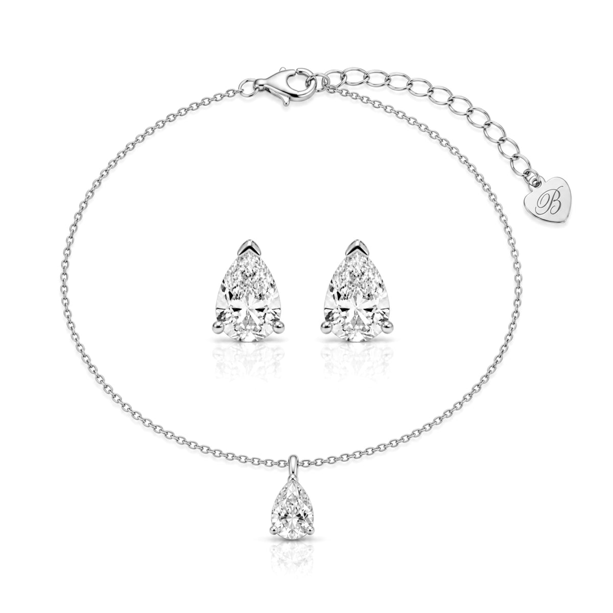 PETRA STUD & ANKLET SET - SILVER (Pre-Order, Nov 13) - BLINGZ