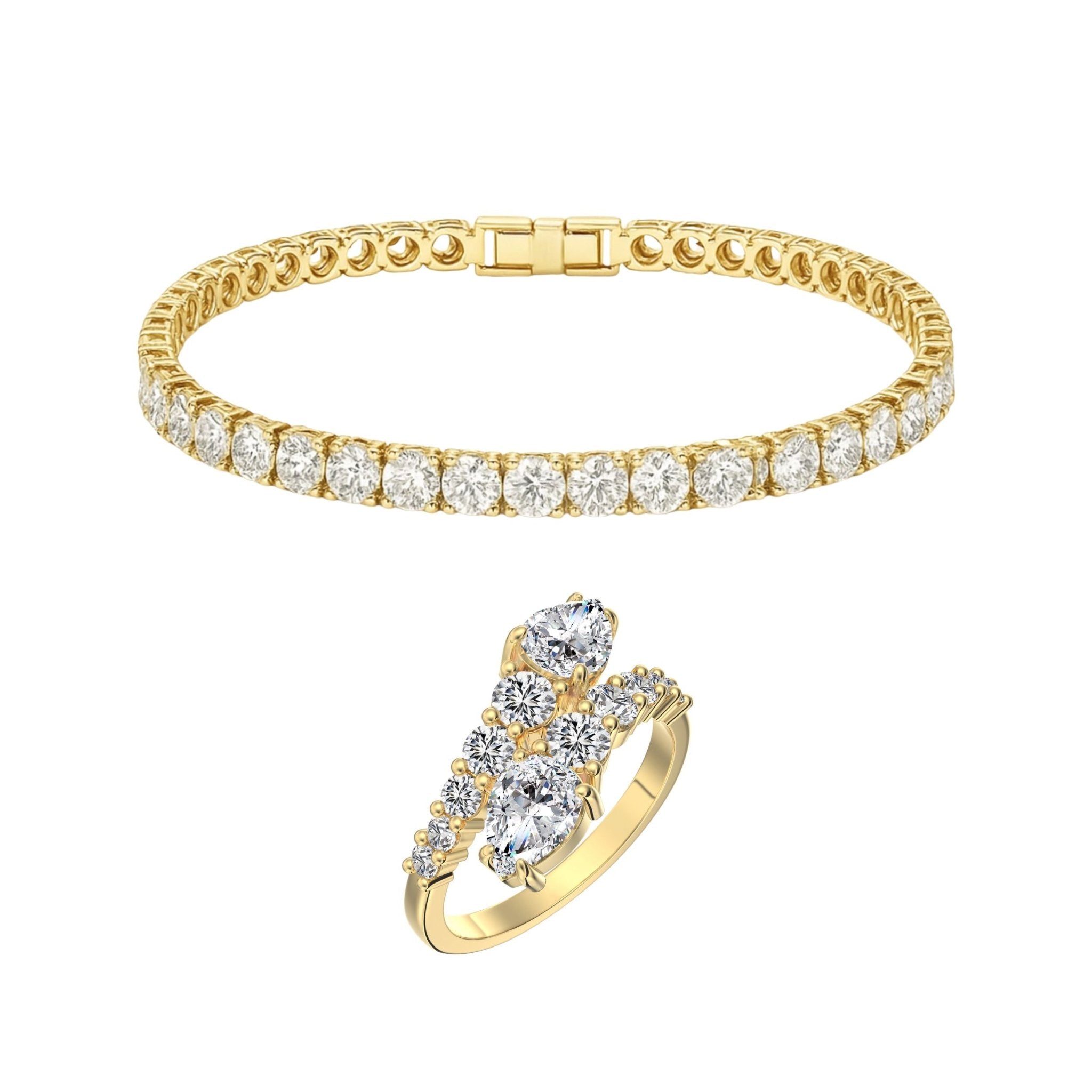 TATIANA BRACELET & DAPHNE RING SET - GOLD - BLINGZ