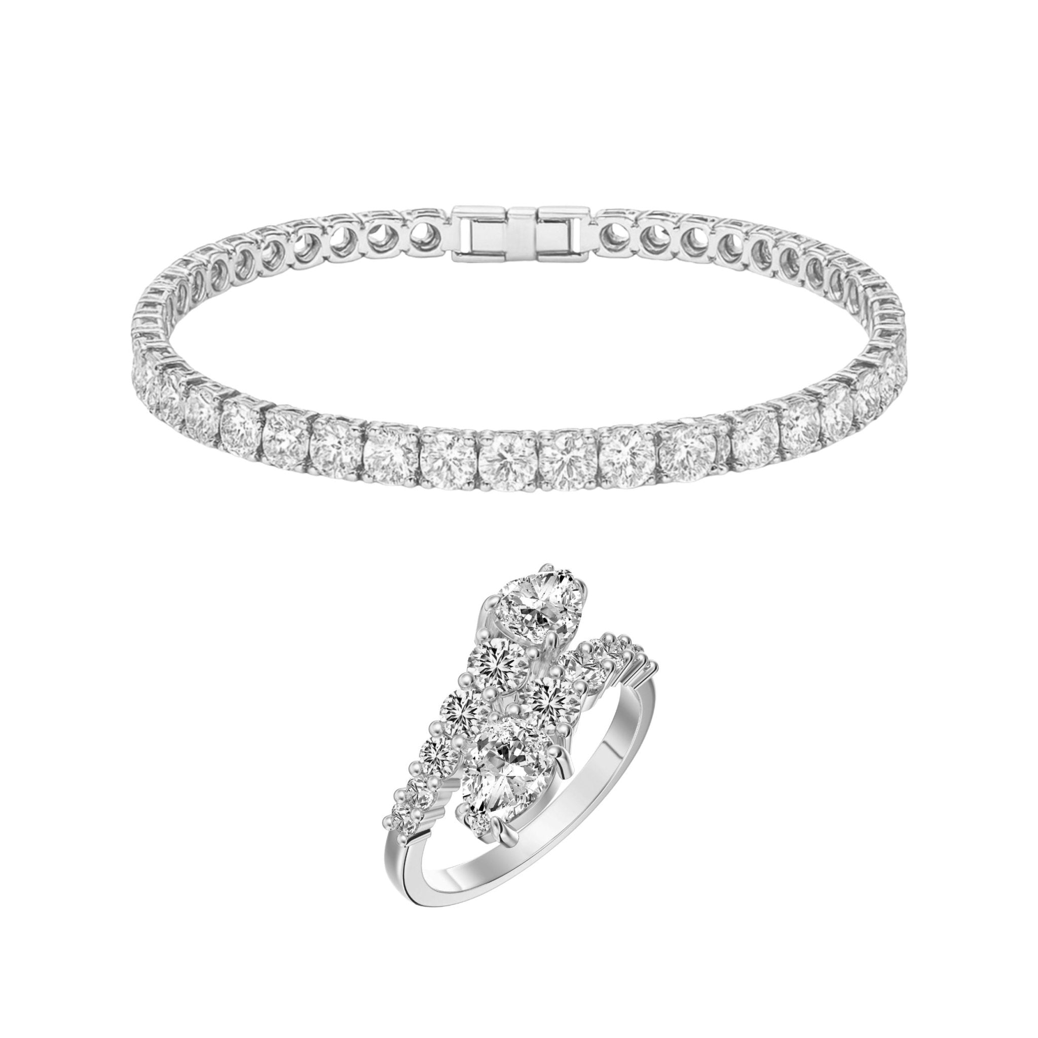 TATIANA BRACELET + DAPHNE RING SET - SILVER - BLINGZ
