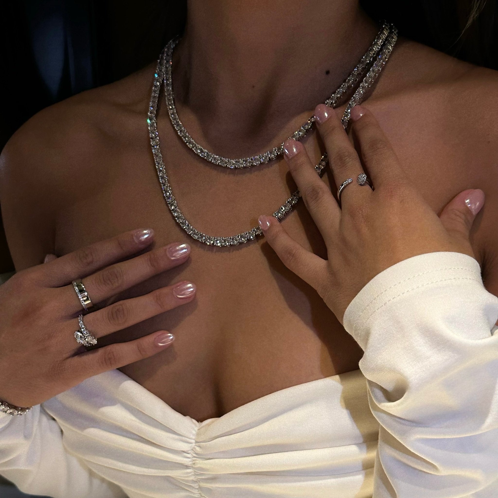 TATIANA TENNIS NECKLACE - SILVER - BLINGZ