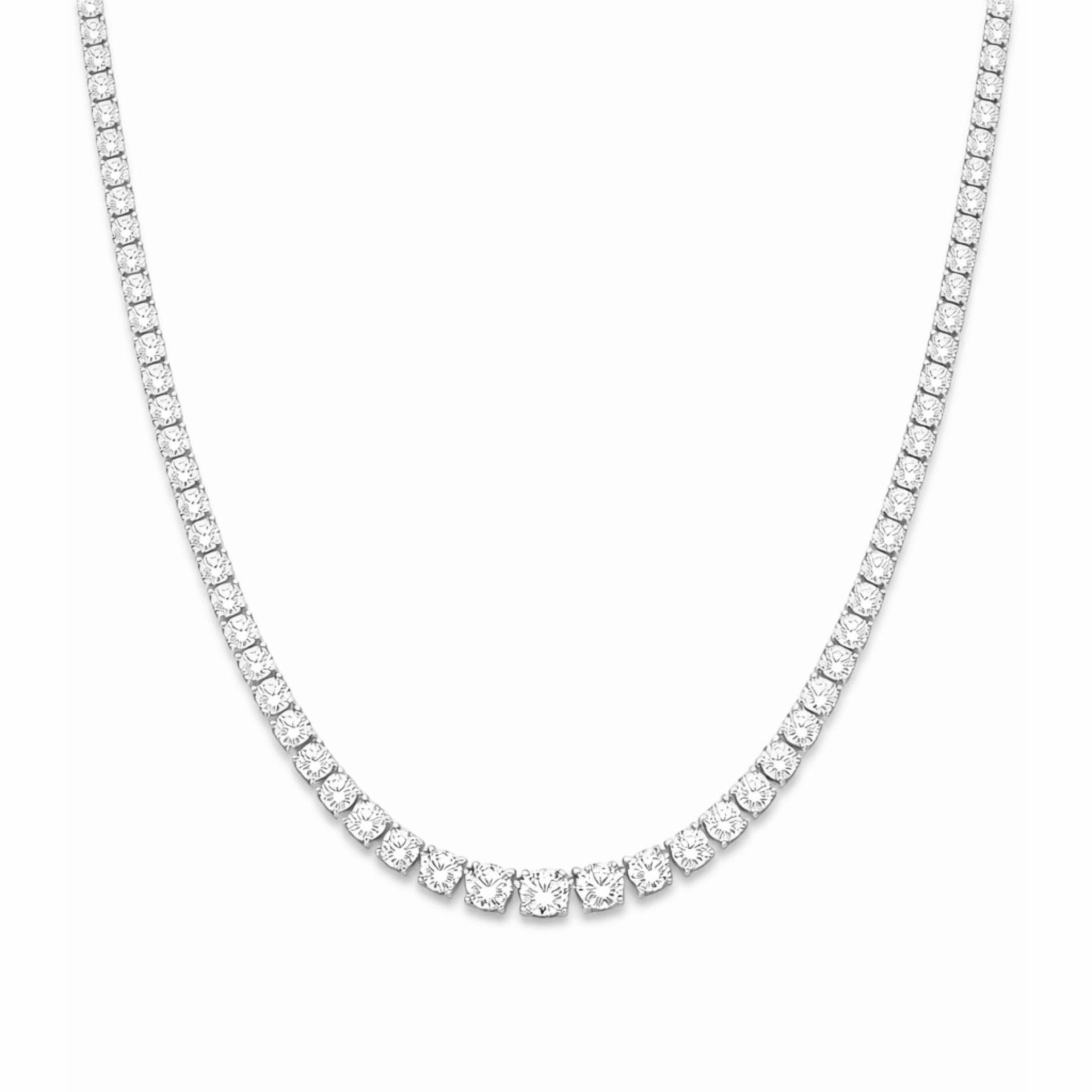 THE GRADUATED TENNIS NECKLACE - SILVER - BLINGZ