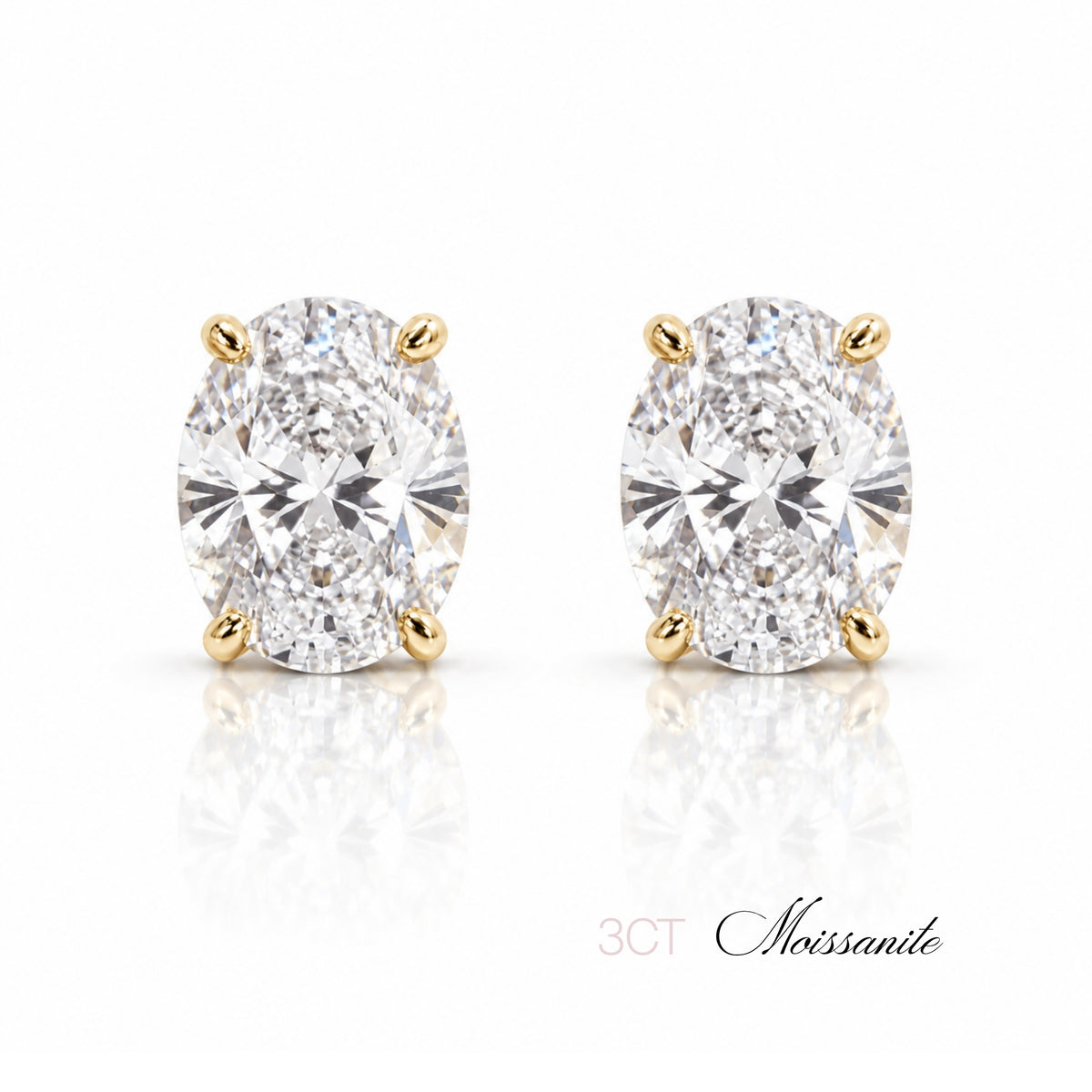 SARA 3CT MOISSANITE STUDS - GOLD