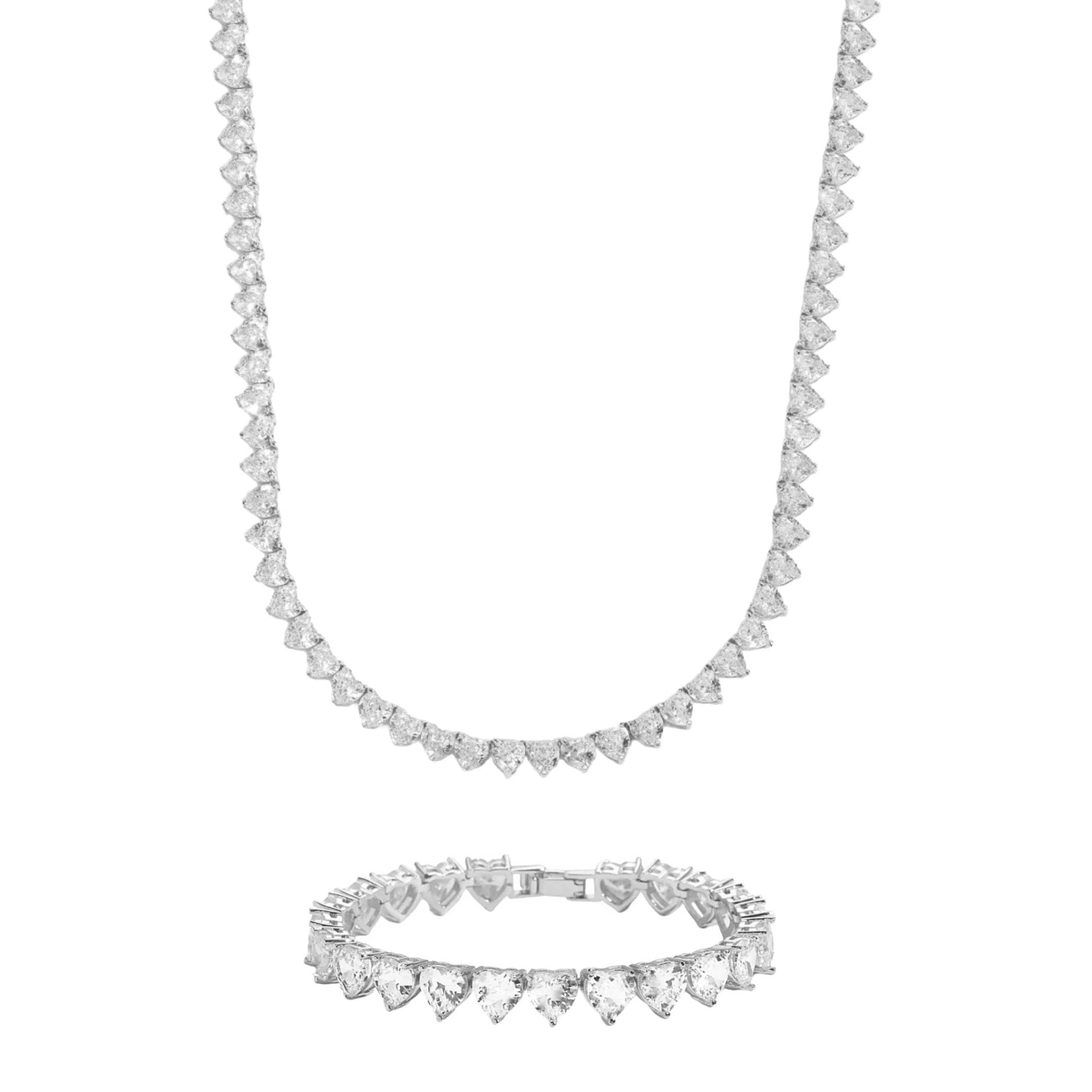 APHRODITE NECKLACE & BRACELET SET - SILVER - BLINGZ