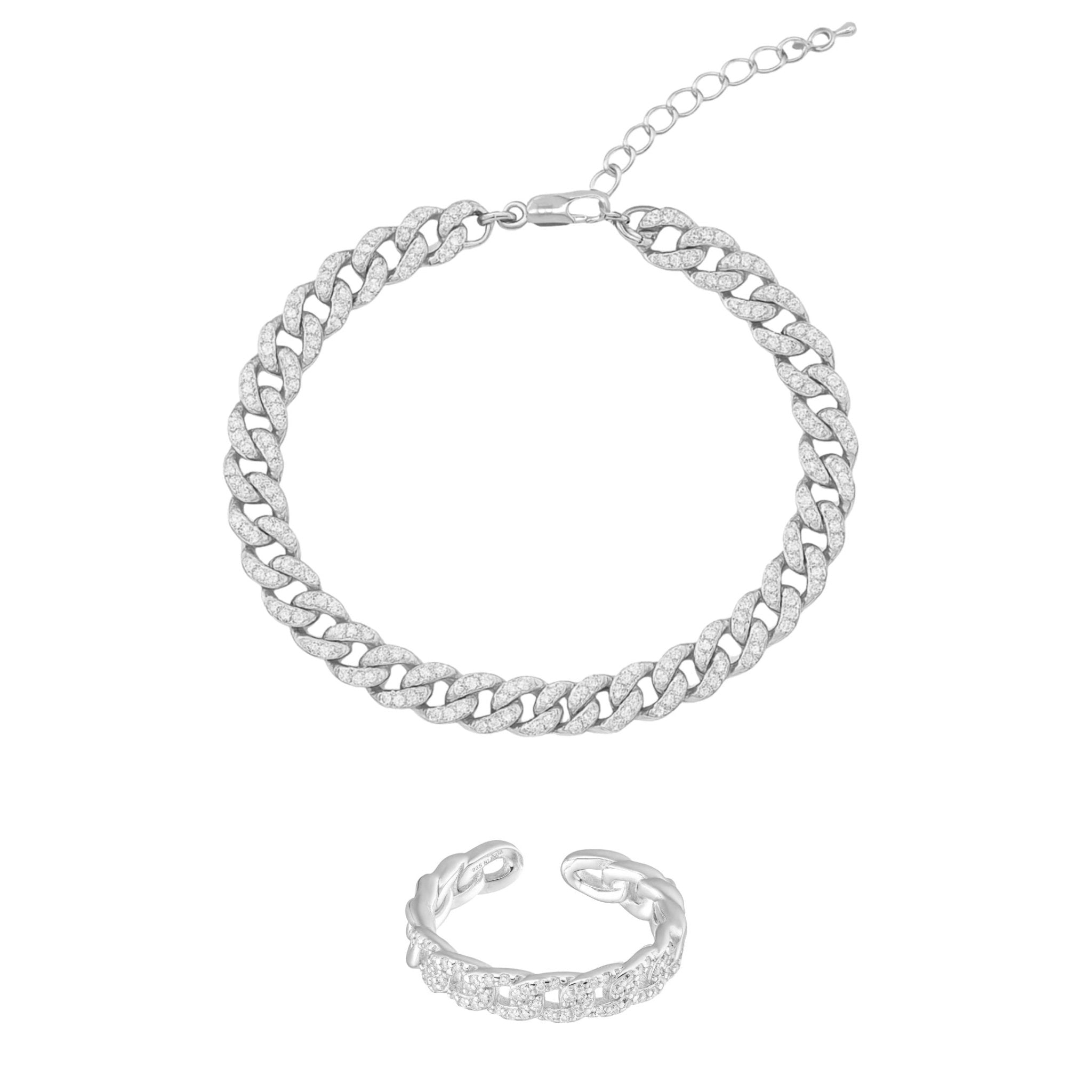 DONATELLA ANKLET & TOE RING SET - SILVER - BLINGZ