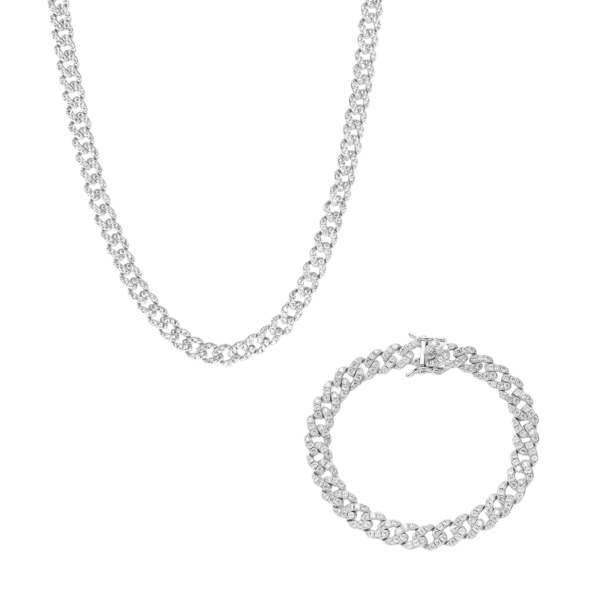 DONATELLA NECKLACE & BRACELET SET - SILVER - BLINGZ