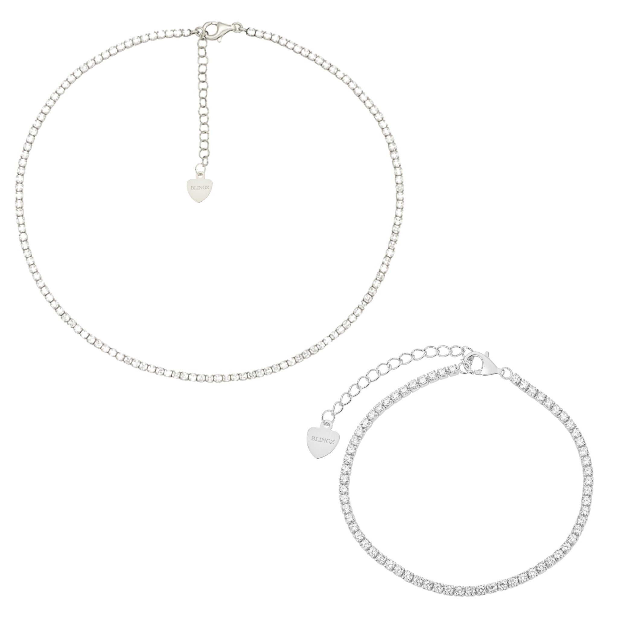 NADINE TENNIS SET - SILVER - BLINGZ