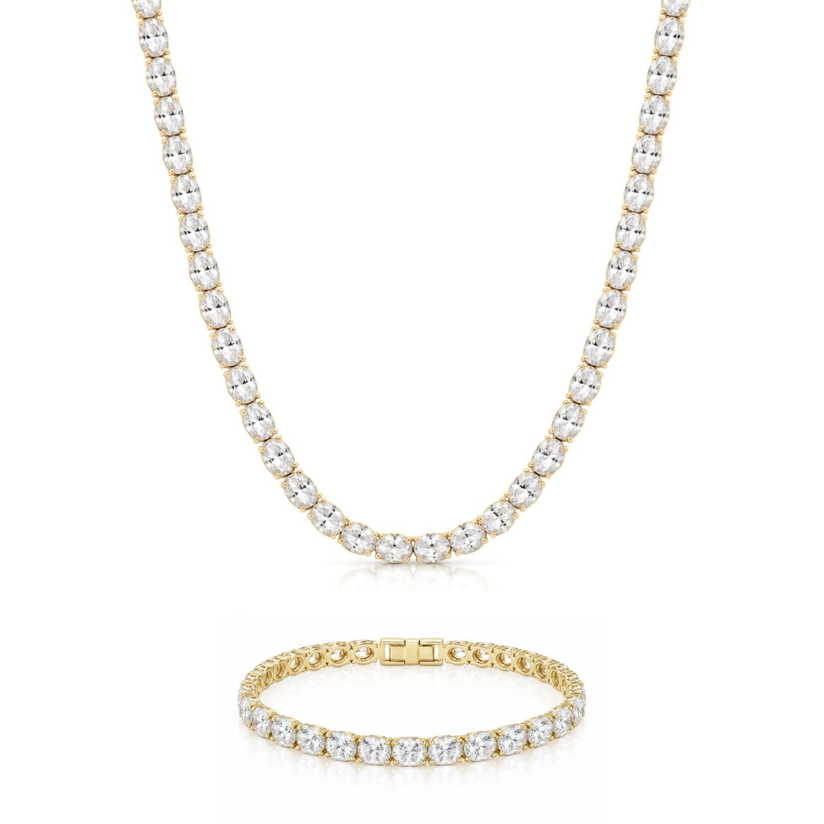 NINA TENNIS NECKLACE & BRACELET SET - GOLD - BLINGZ