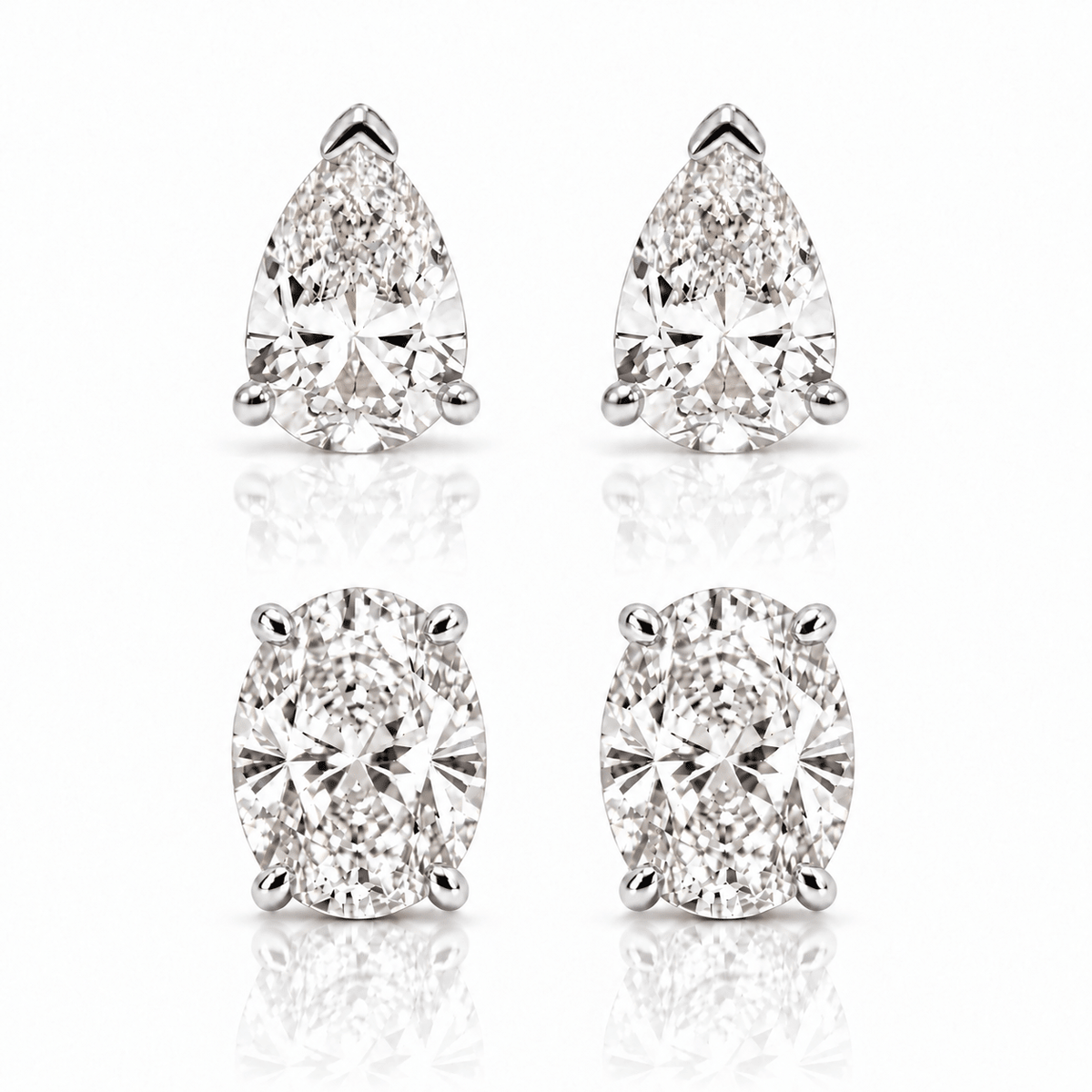 OVAL & PEAR STUD DUO - SILVER - BLINGZ