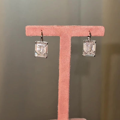 Video of Kenny Emerald Cut Drop Earrings, sterling silver - BLINGZ