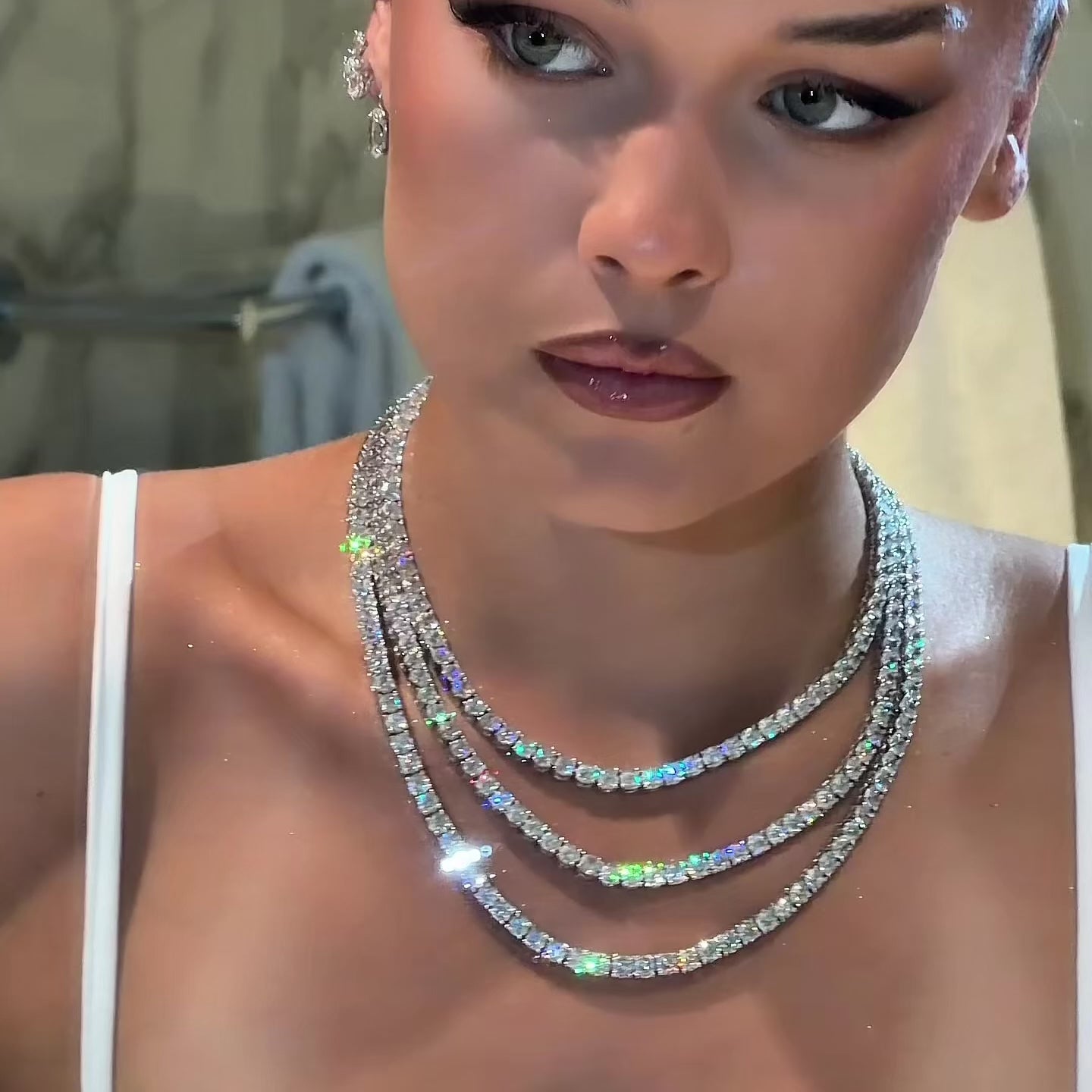 Video of Tatiana 5mm Tennis Necklace, silver - BLINGZ