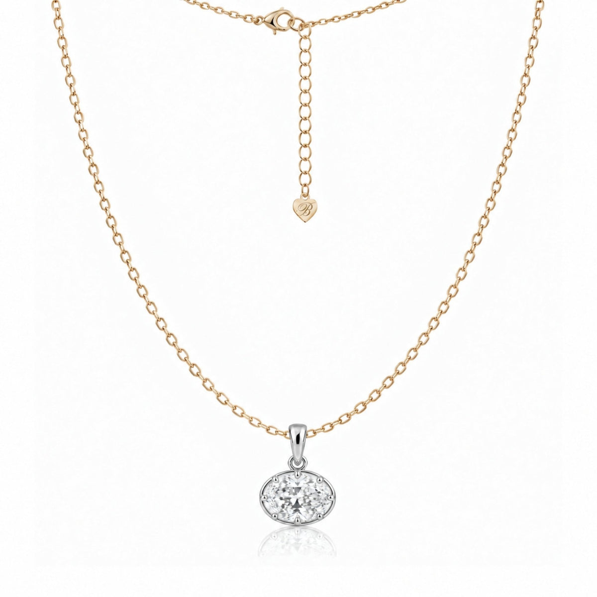 RHODE PENDANT + CABLE CHAIN NECKLACE - TWO TONE - BLINGZ