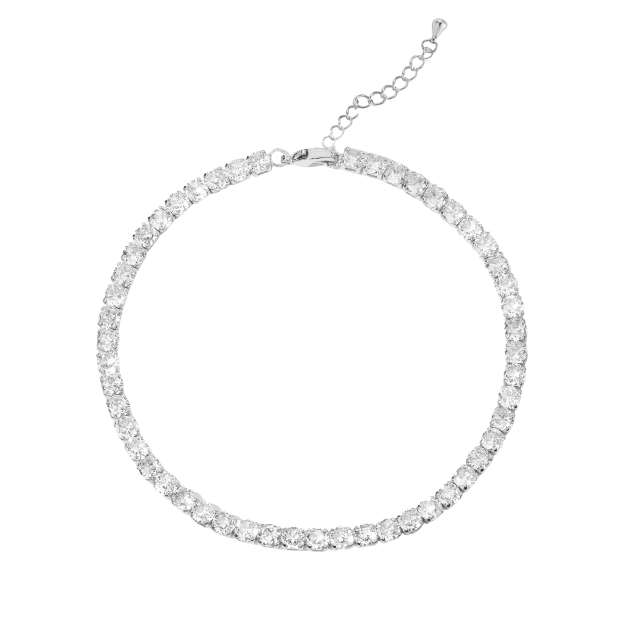 ROSALIA TENNIS ANKLET - SILVER - BLINGZ