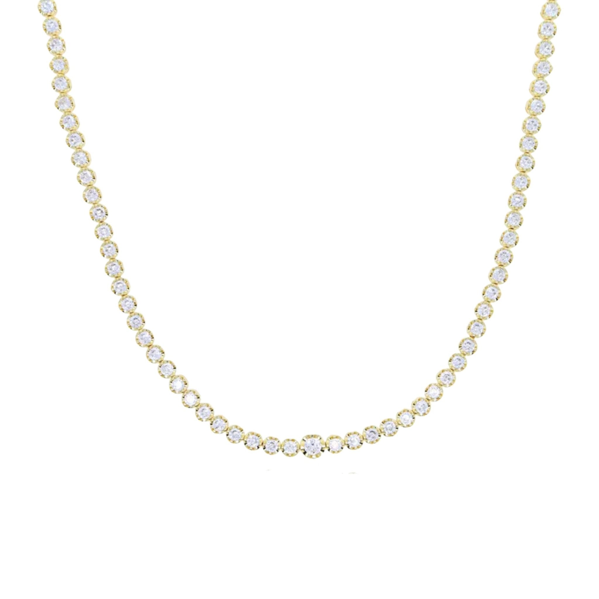 ROUND CUT TENNIS NECKLACE - GOLD (Samples) - BLINGZ