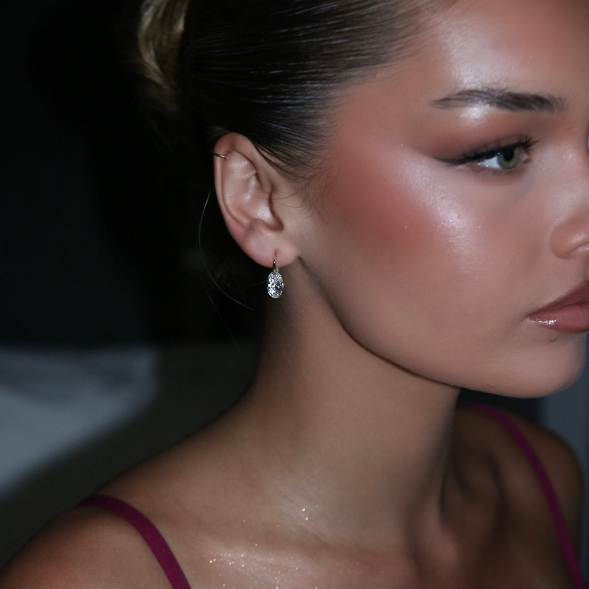 Samantha Oval Drop Earrings, 14k gold vermeil - BLINGZ