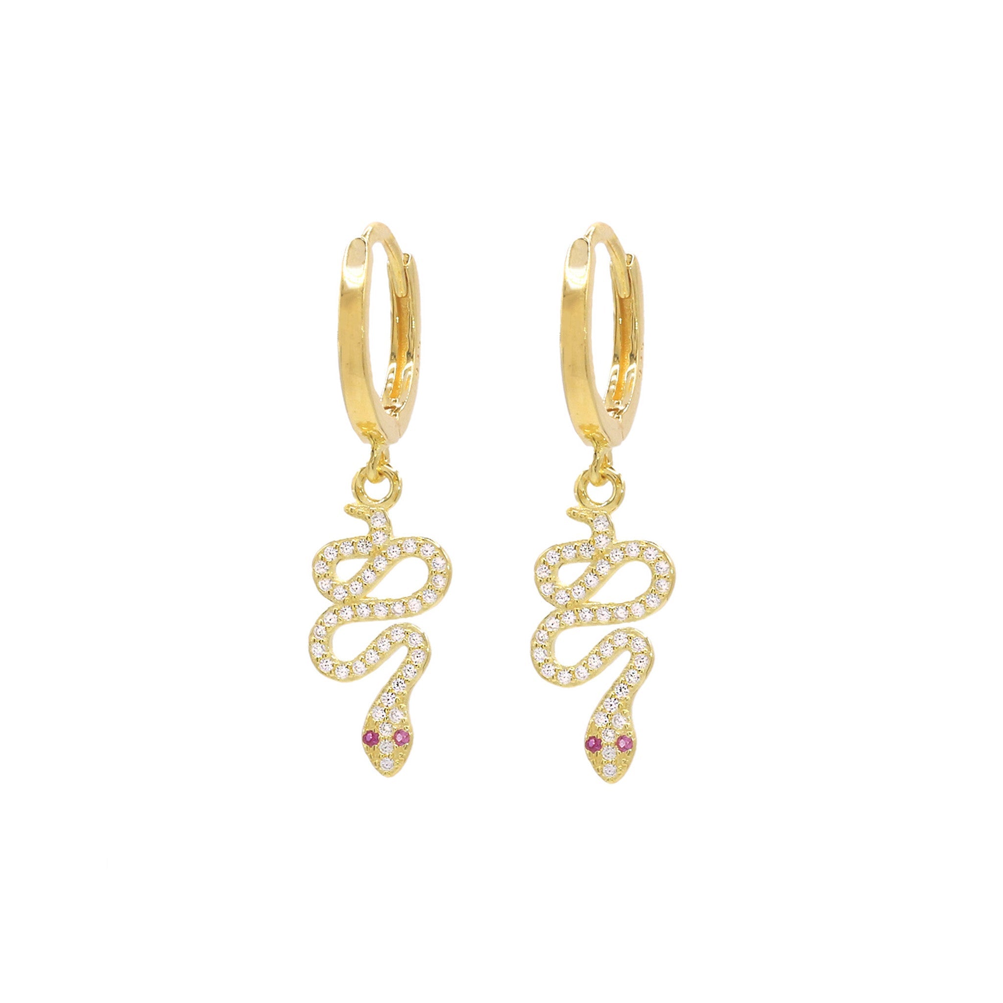 SERPENTZ DROP EARRING - RUBY PINK - BLINGZ