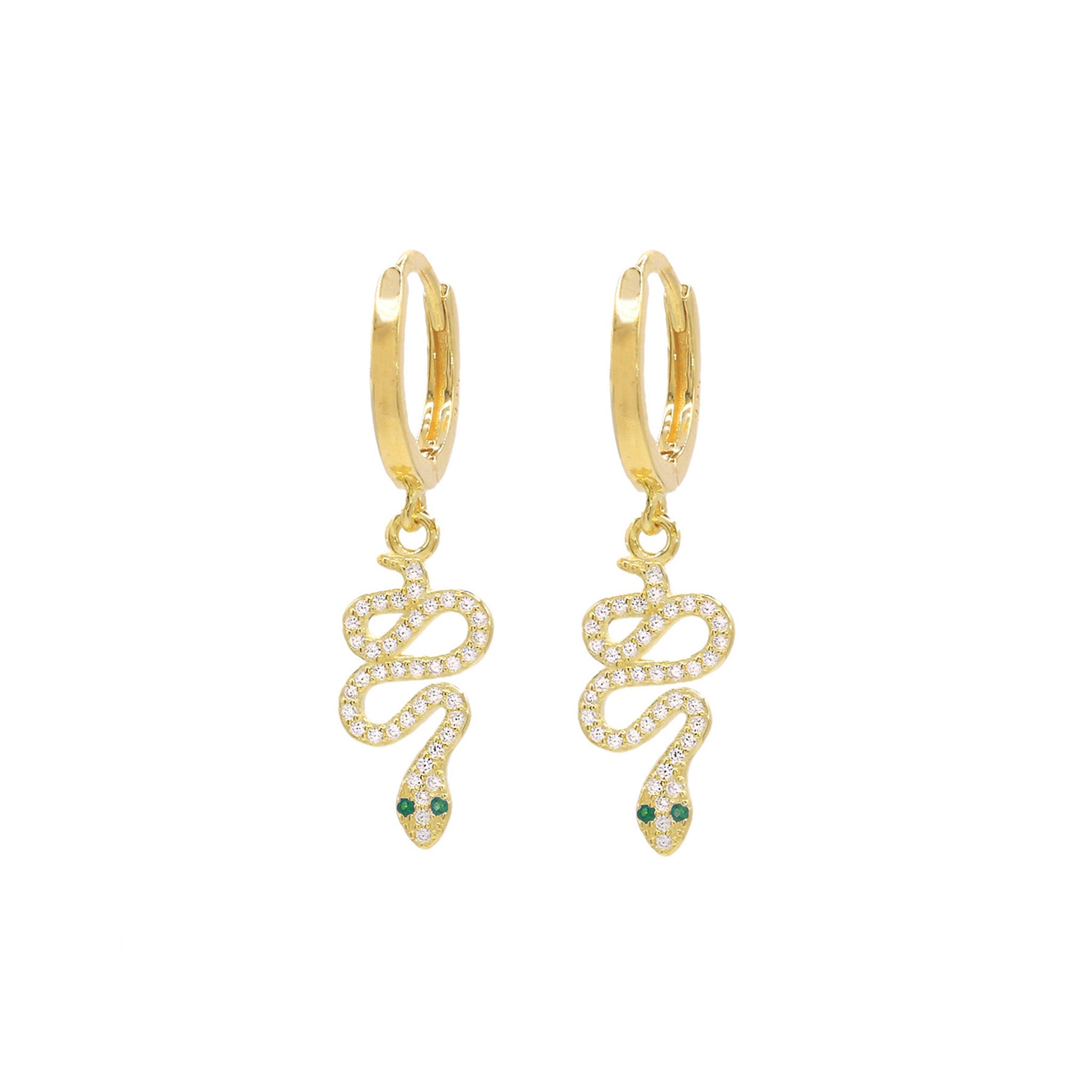 SERPENTZ DROP EARRINGS - EMERALD GREEN - BLINGZ