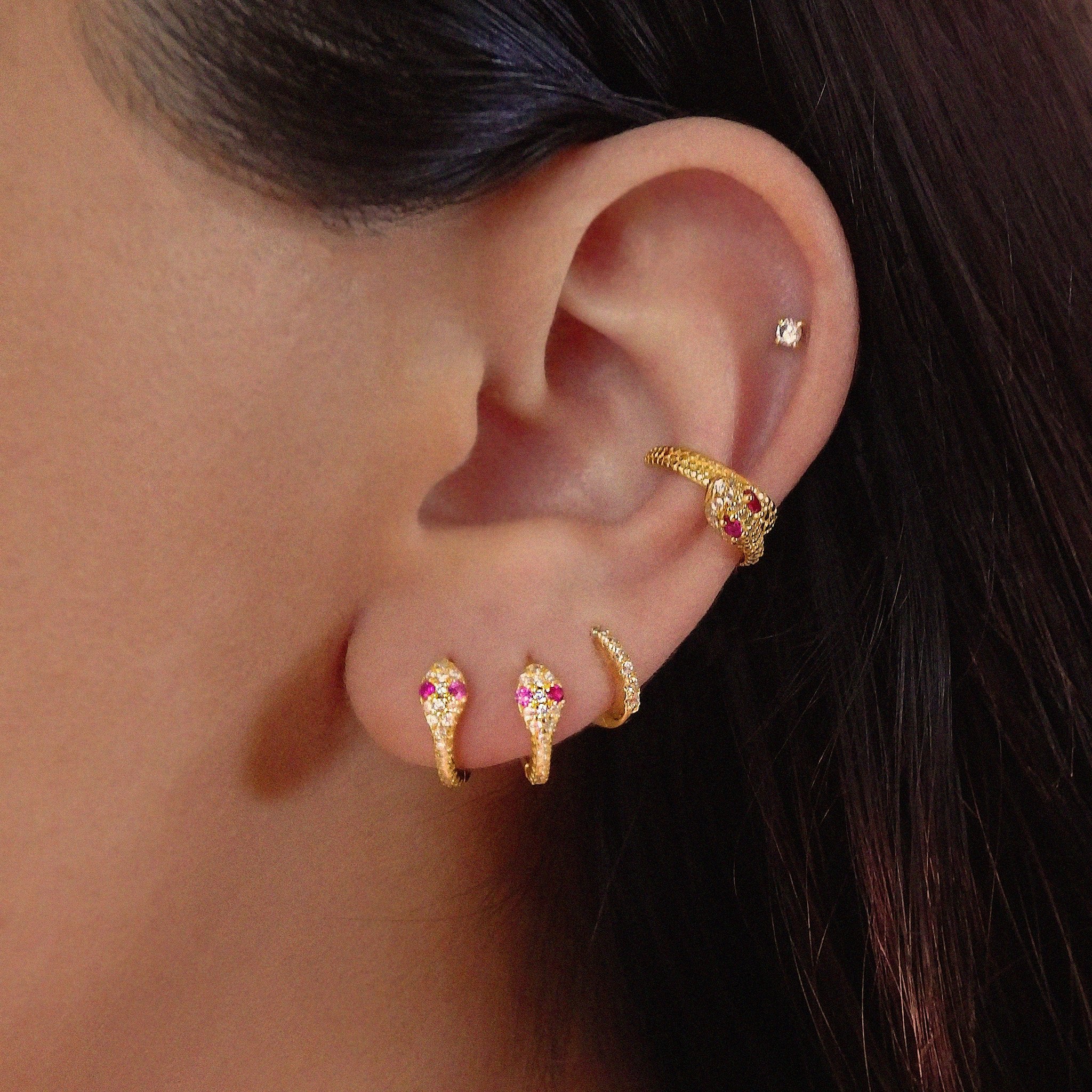 SERPENTZ EAR CUFF - RUBY PINK - BLINGZ