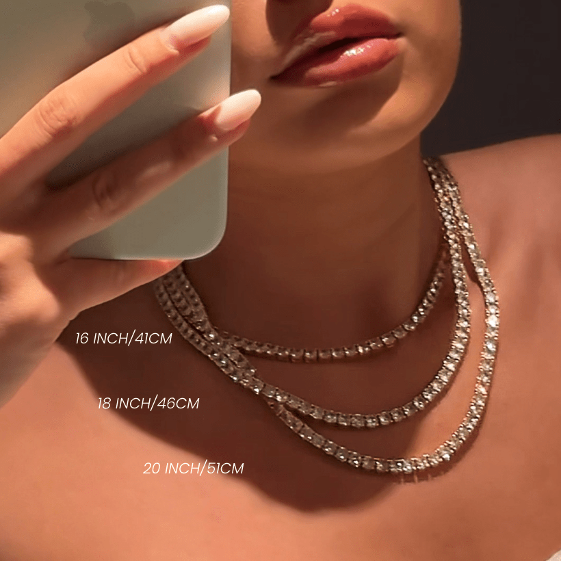 TATIANA TENNIS NECKLACE - GOLD - BLINGZ