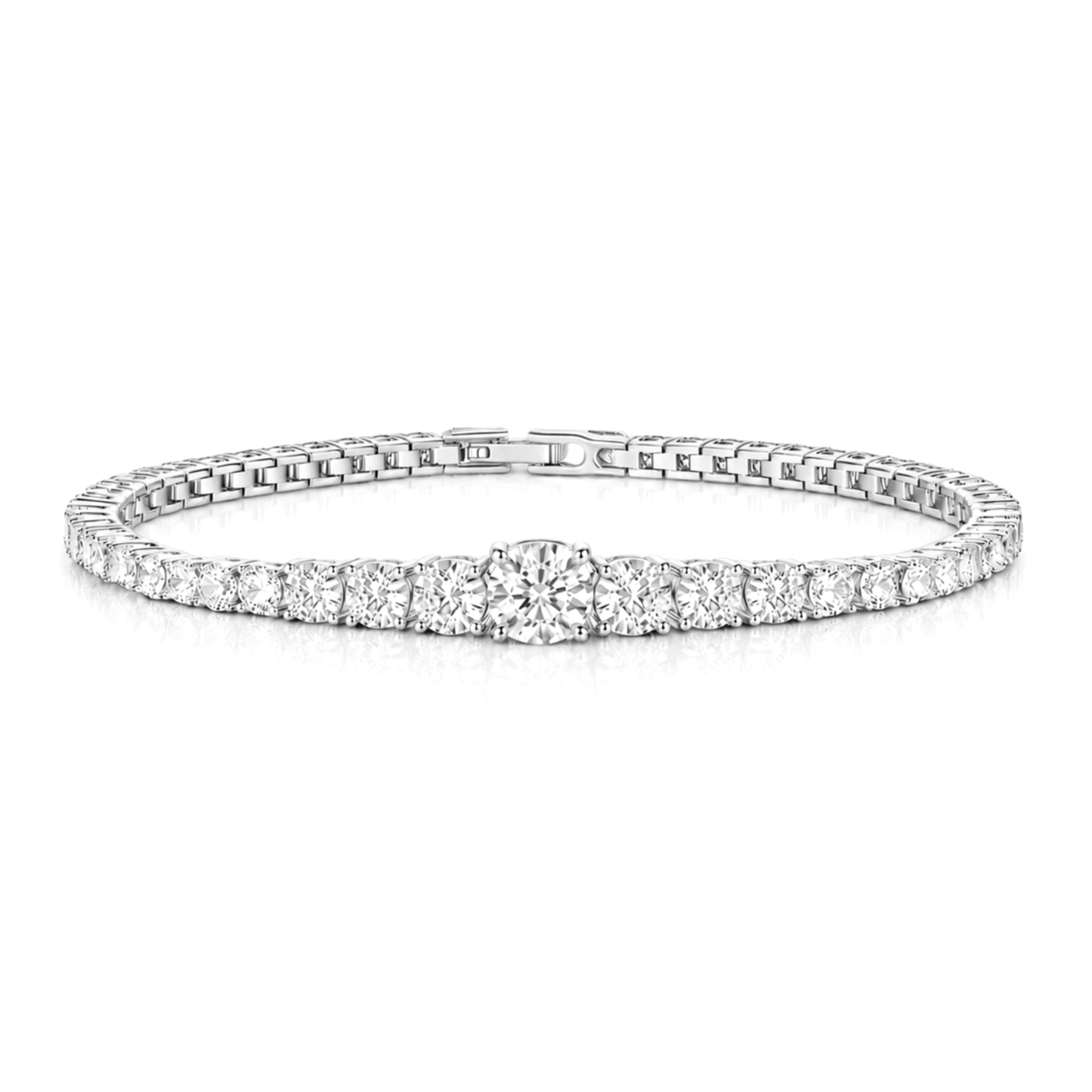 THE GRADUATED TENNIS BRACELET - SILVER - BLINGZ